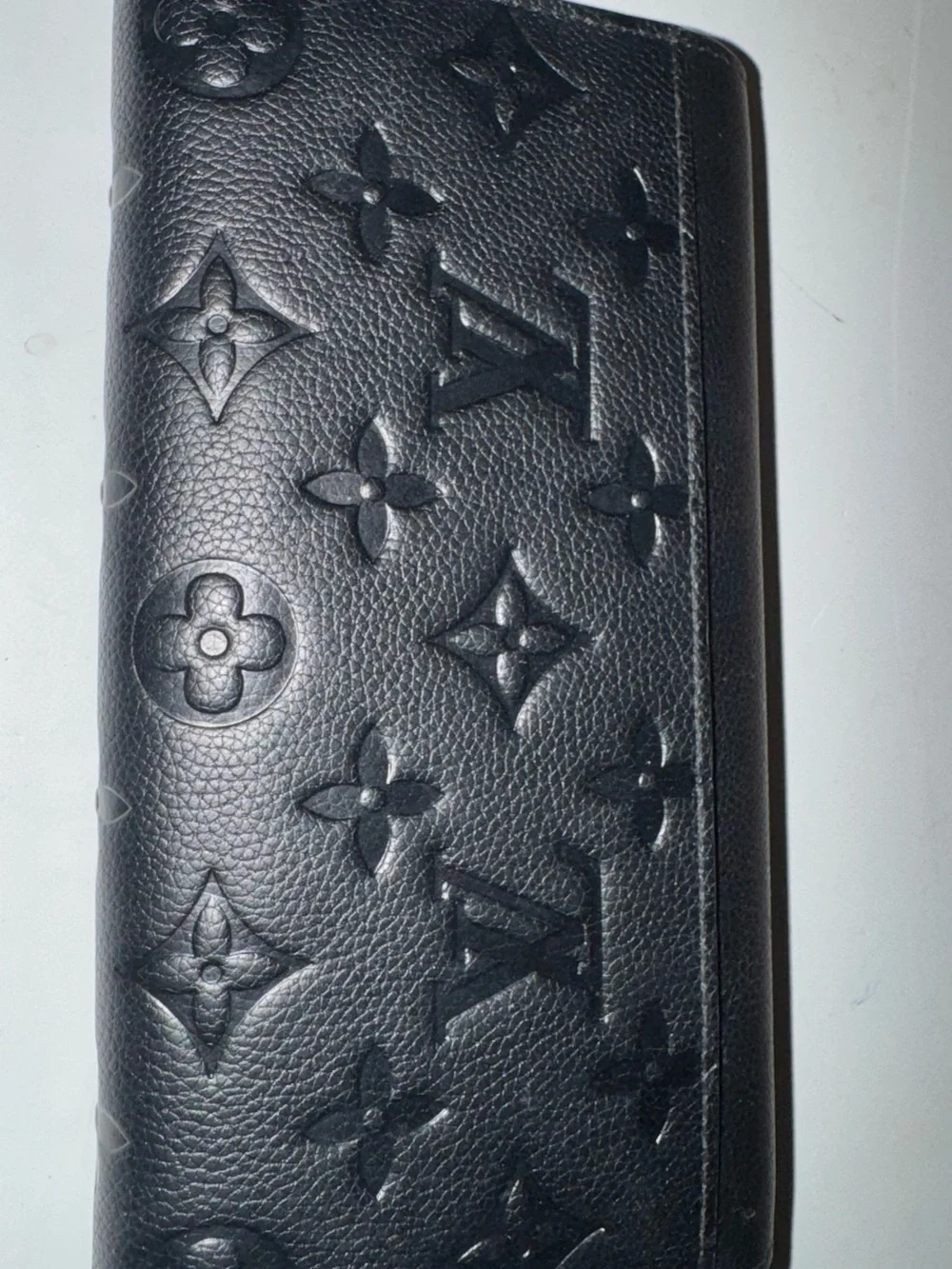 Louis Vuitton Black Leather Snap Closure Wallet with Gold Stamp